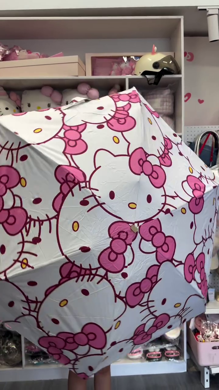 ☂️🎀  Cute Cartoon Print Automatic Folding Travel Umbrella for Women & Girls 🎀☂️