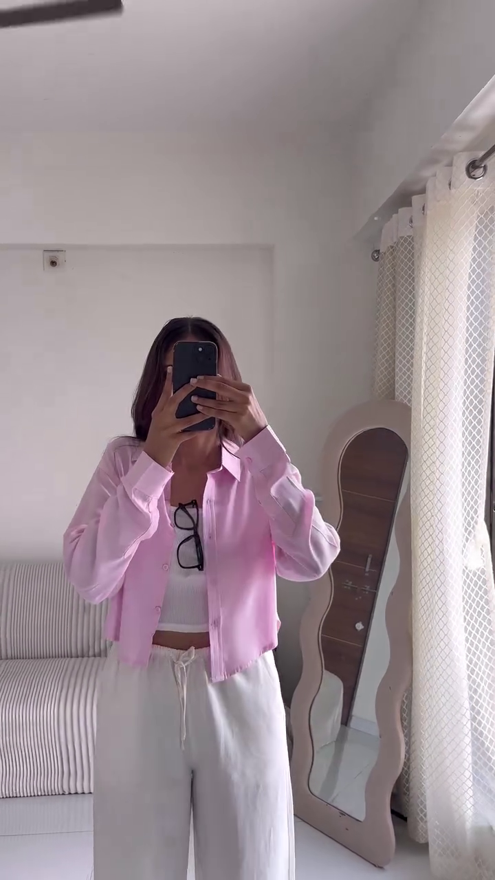 🤍 Elegant Women's Solid Relaxed Fit Shirt with Wide Leg Pants – Premium Casual Co-Ord Outfit 🤍