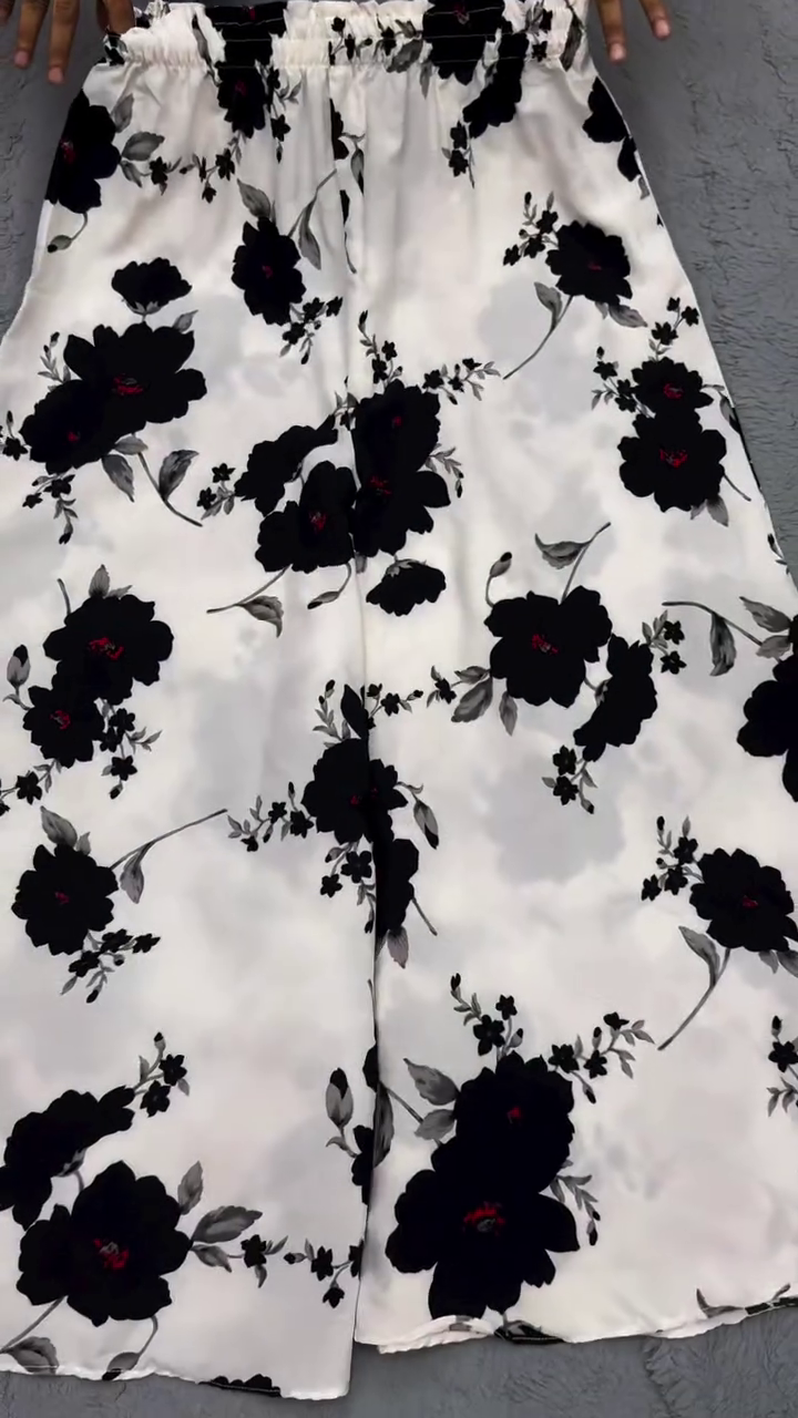 🖤 Premium Black & White Floral Printed Shirt Palazzo Co-Ord Set for Women | Elegant Casual Party Wear Designer Outfit