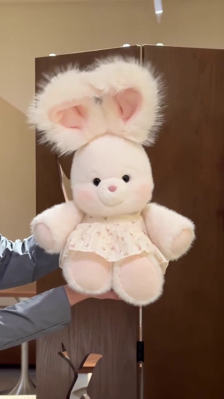 🐰 Premium Fluffy Bunny Plush Toy with Oversized Soft Ears & Cute Dress – Cuddly Stuffed Animal for Kids & Collectors 🐰🌸
