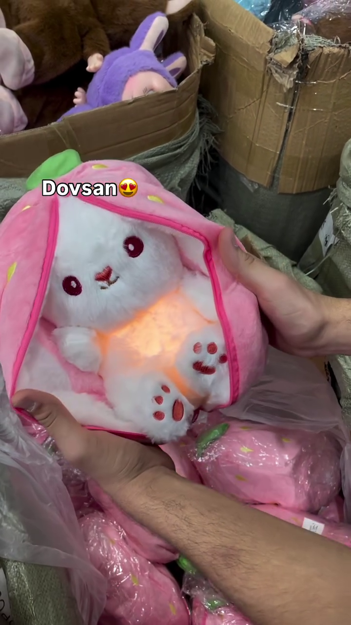 🍓 Premium Cute Fruit-Themed Light-Up Bunny Plush Toy – Soft Glowing Cuddle Pillow, Cozy Sleeping Companion & Adorable Gift Collection 🐰✨