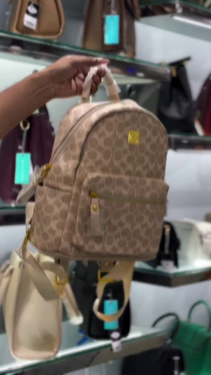 👜 Premium Elegant Monogram Print Mini Backpack with Matching Side Pouch & Adjustable Shoulder Straps