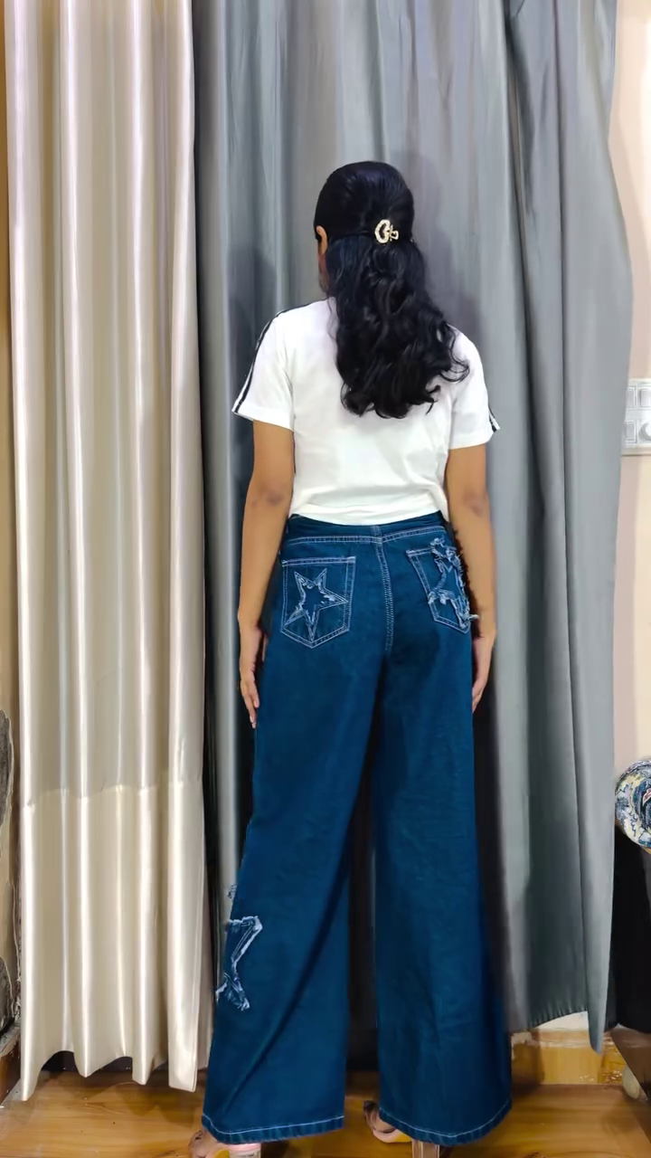 👖 Premium Women's Wide-Leg Denim Jeans Collection with Trendy Embroidered & Statement Patch Designs | Everyday Fashion Denim