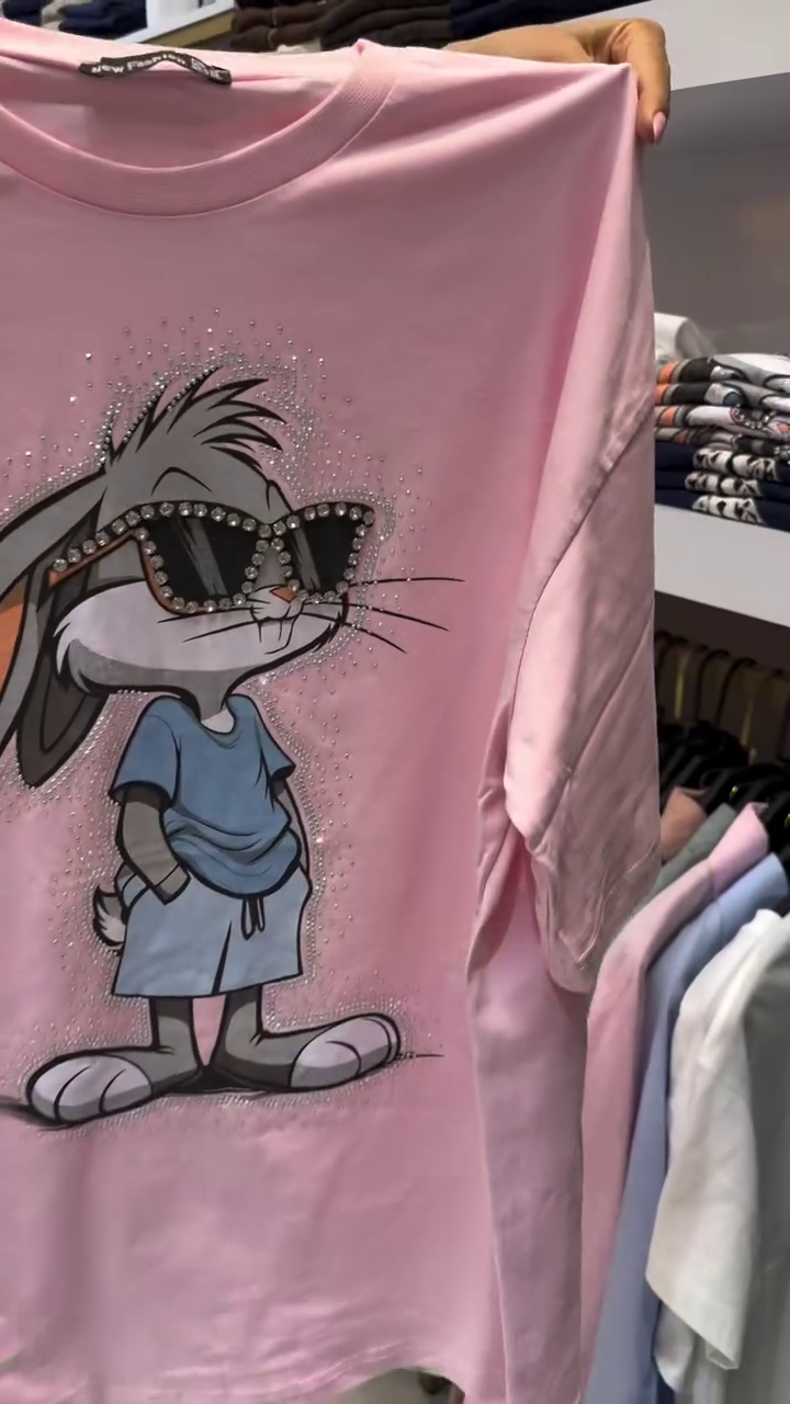 🌟 Premium Women's Oversized Cartoon Graphic Round Neck Cotton T-Shirt