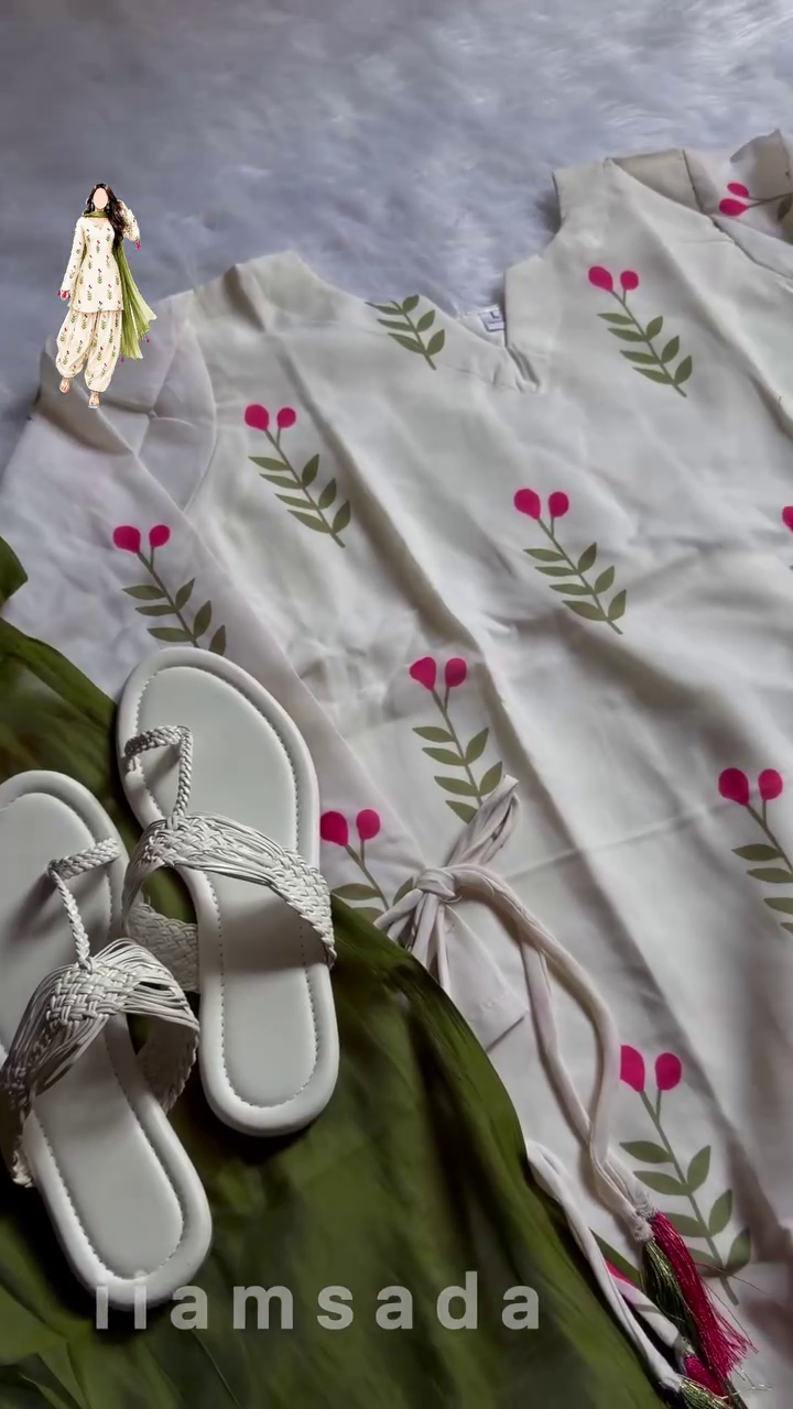 🌸 Premium Women's Floral Printed Straight Kurta with Matching Pants & Dupatta Set | Elegant Ethnic Cotton Blend Suit | Soft, Comfortable & Stylish Traditional Wear 💚🤍✨