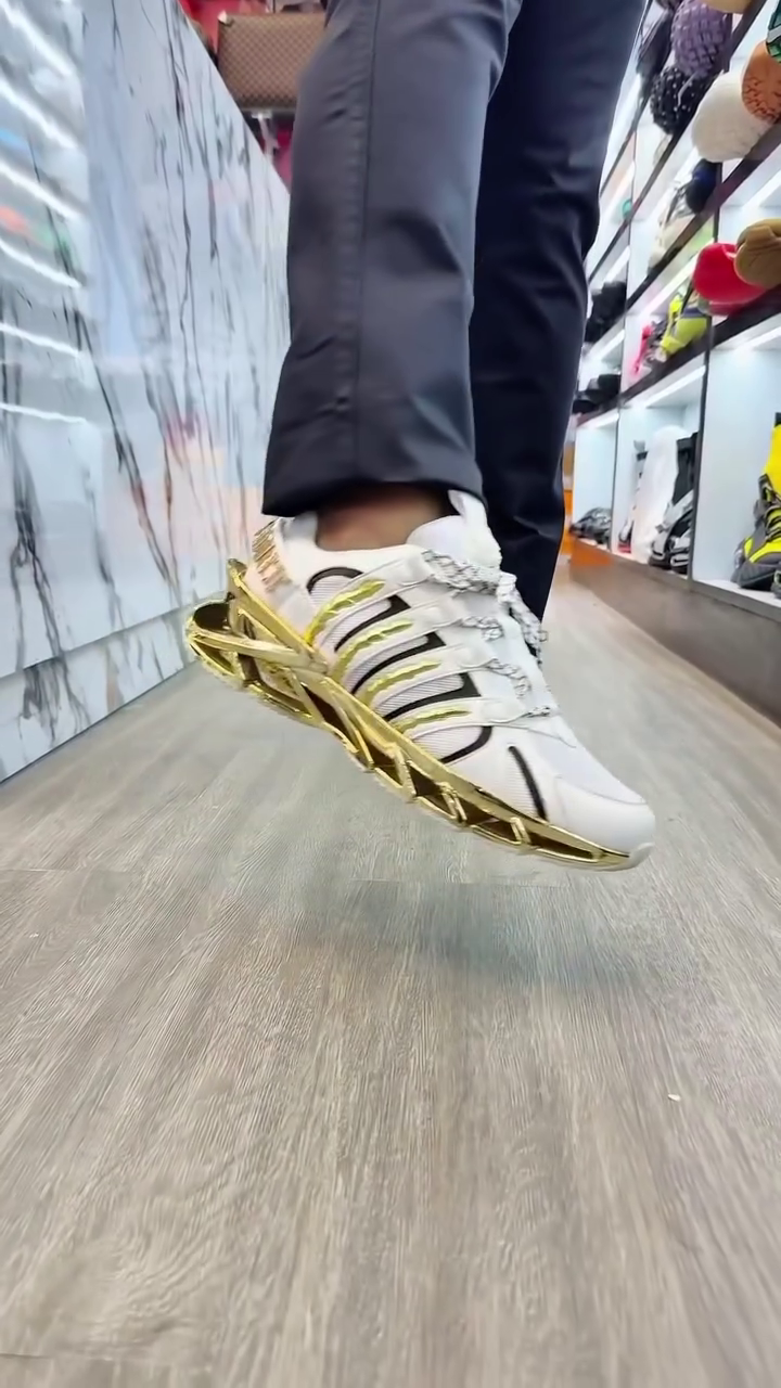 👟 Premium Luxury Gold Accent Chunky Sole Unisex Fashion Sneakers | Lightweight Casual Sports & Streetwear Shoes