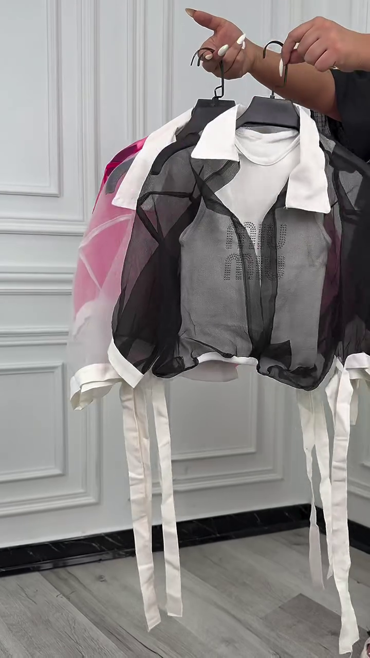 🌸 Premium Sheer Mesh Layered Sleeveless Top with Detachable Collar | Elegant Korean Style Fashion Top