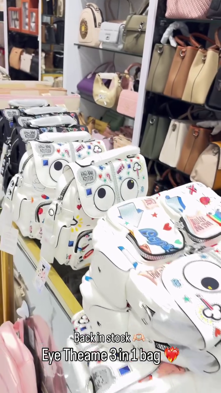 🎒 Premium Cute Cartoon Eye Print 3-in-1 Multi-Purpose Backpack Set for School, College, Travel & Daily Use
