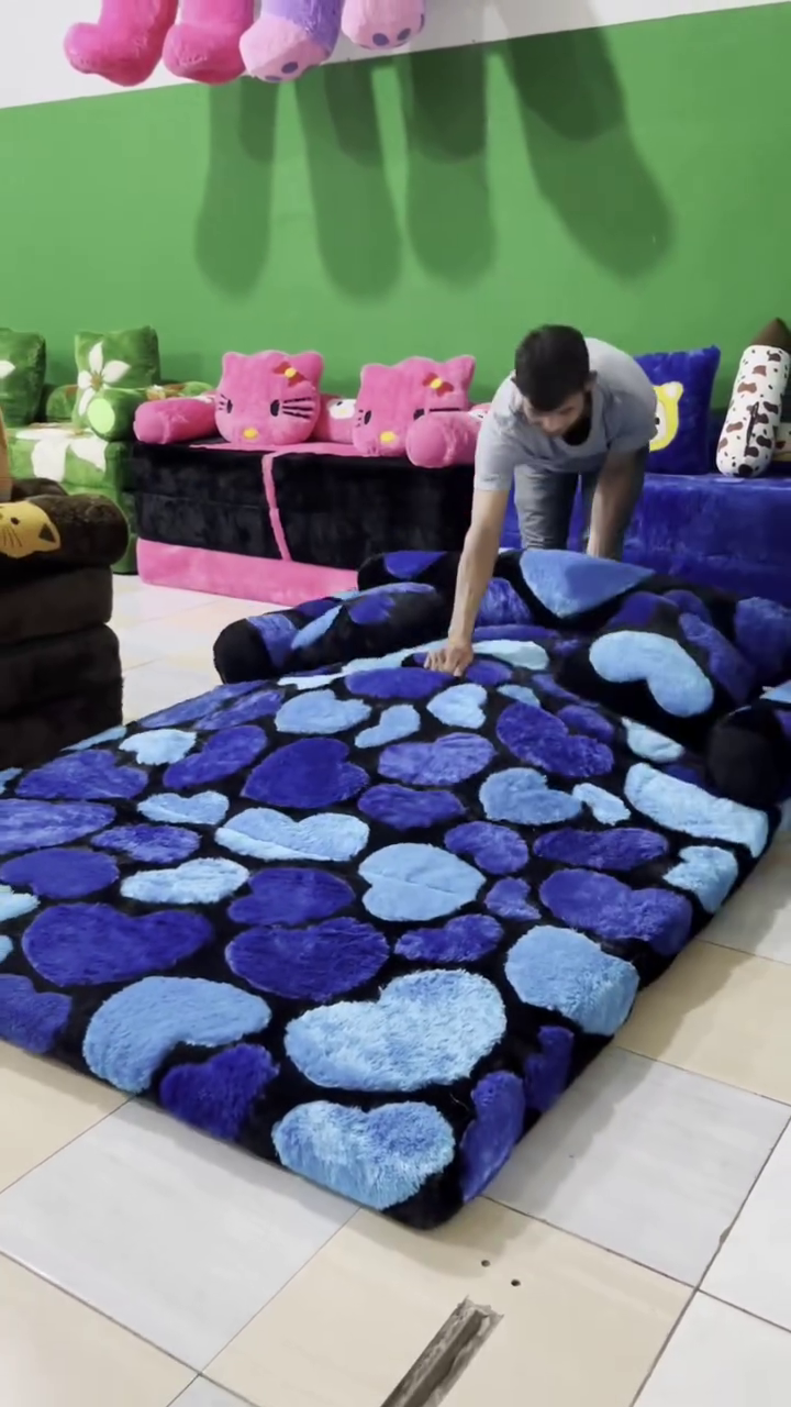 🐻 Premium Foldable Teddy Bear Paw Floor Sofa Cum Mattress Bed | Ultra Soft Plush Convertible Lounger with Cushions | Cozy Kids & Adult Relaxing Floor Seating Set