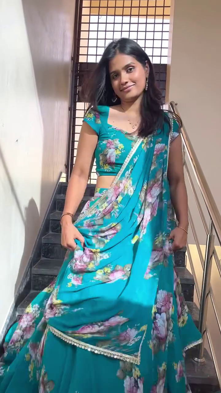 🌼 Premium Yellow Floral Printed Georgette Saree with Matching Blouse Piece | Elegant Lightweight Party Wear Wedding & Festive Traditional Saree for Women