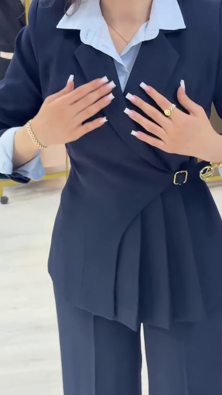 👩‍💼 Premium Women's Navy Blue Formal Blazer and Wide-Leg Trouser Business Suit Set | Elegant Office Wear Professional Tailored Co-Ord Outfit for Work & Meetings