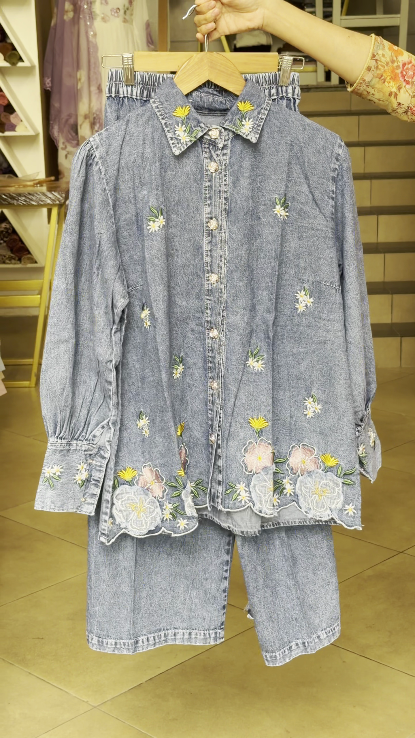 Denim Co-Ord Set with Puff Sleeve