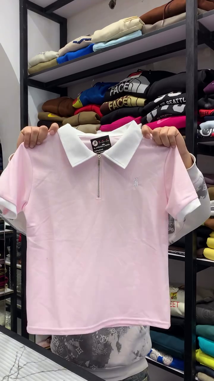Polo T-Shirt with Contrast White Collar