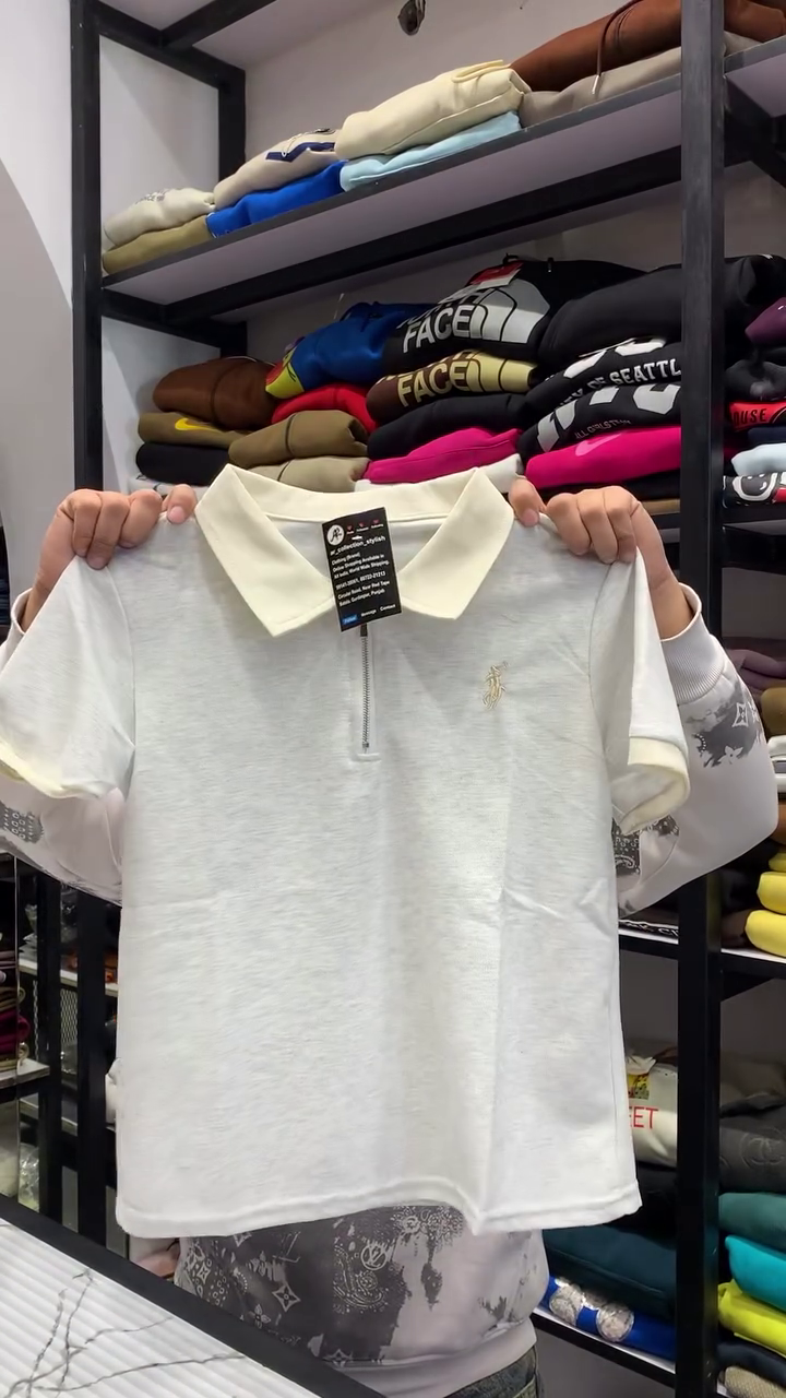 Polo T-Shirt with Contrast White Collar