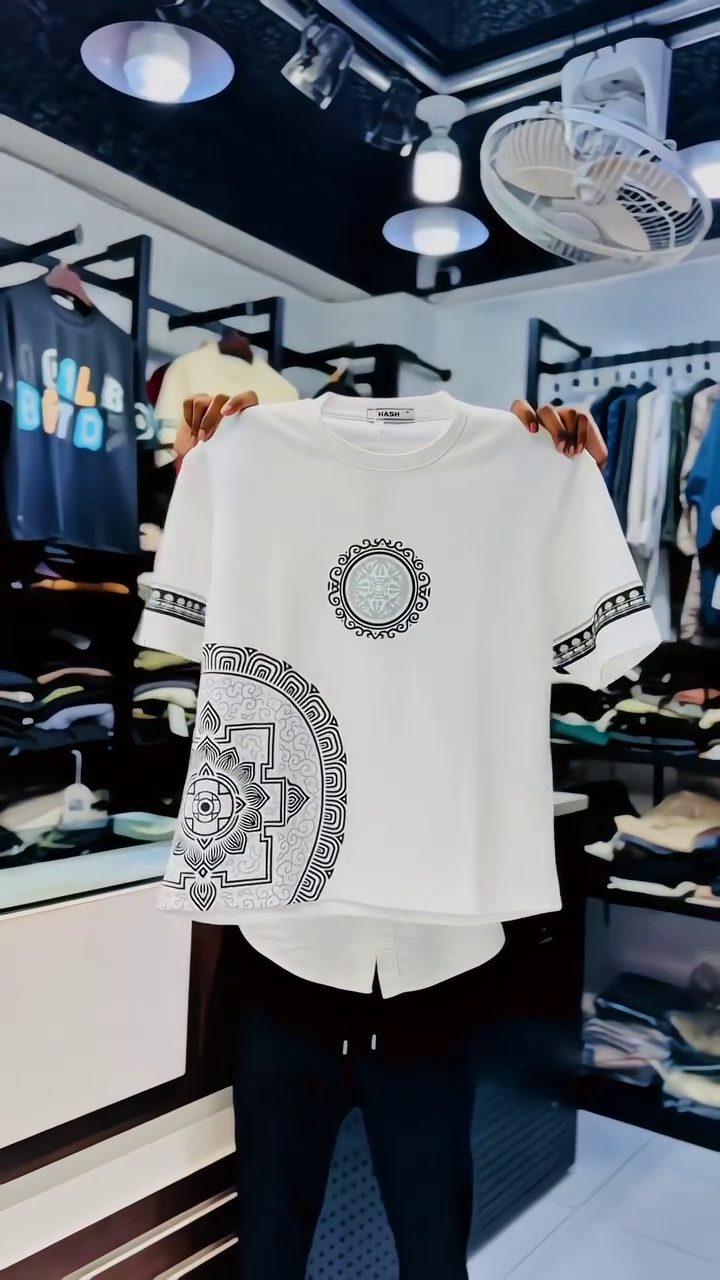 : White Casual T-Shirt With Bold Colorful Abstract Typography Graphics 🤍🎨✨