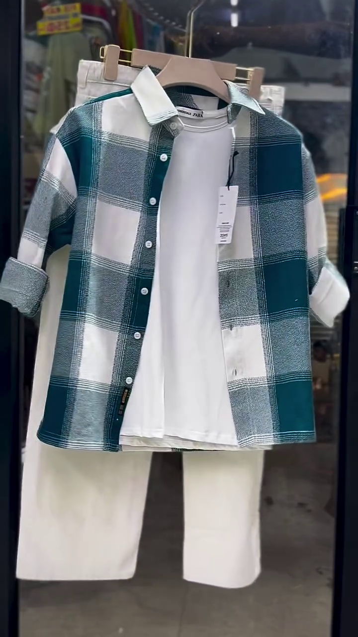 Green And White Plaid Flannel Casual Shirt Over Crisp White Crew-Neck Tee 💚🤍👕✨