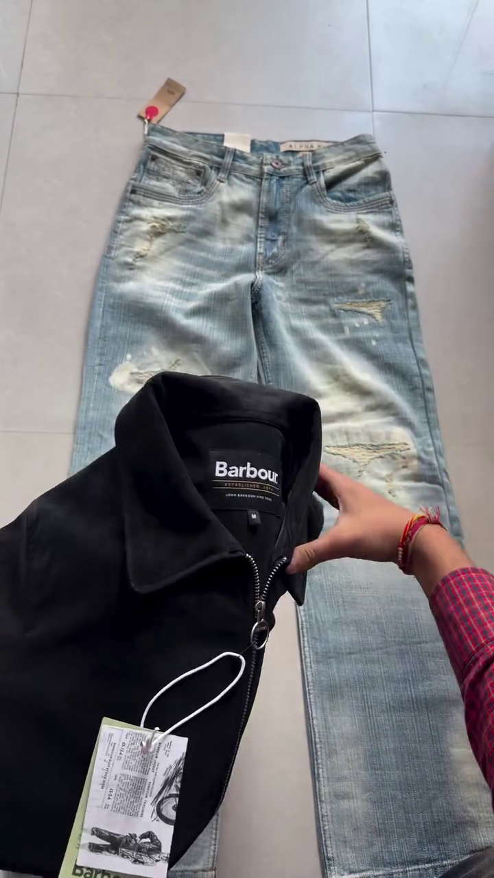 Black Suede Full-Zip Casual Jacket Over White Shirt And Light-Wash Distressed Jeans 🖤🤍👖