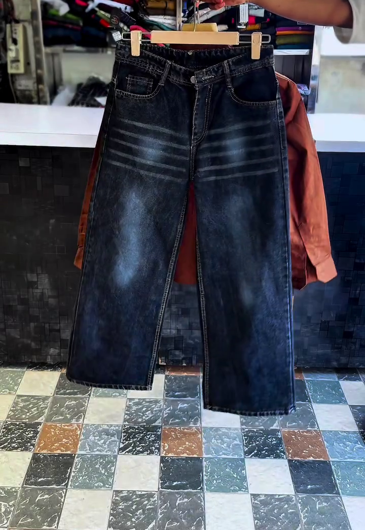 Rust-Brown Collared Long-Sleeve Shirt With "Poetic Work" Typography Paired With Dark Denim Jeans 🤎👕👖✨