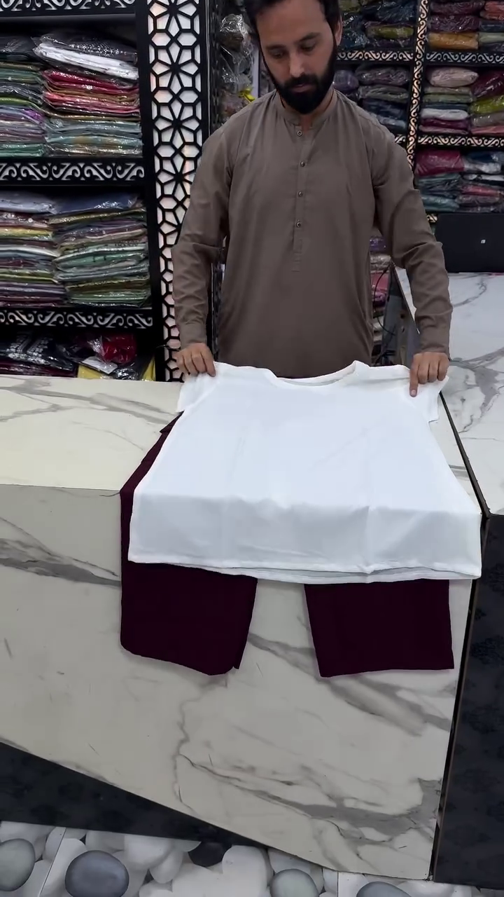 Deep Maroon Kurti Set With White Scalloped Floral Embroidery And Matching Trousers 🍷🤍🌸✨
