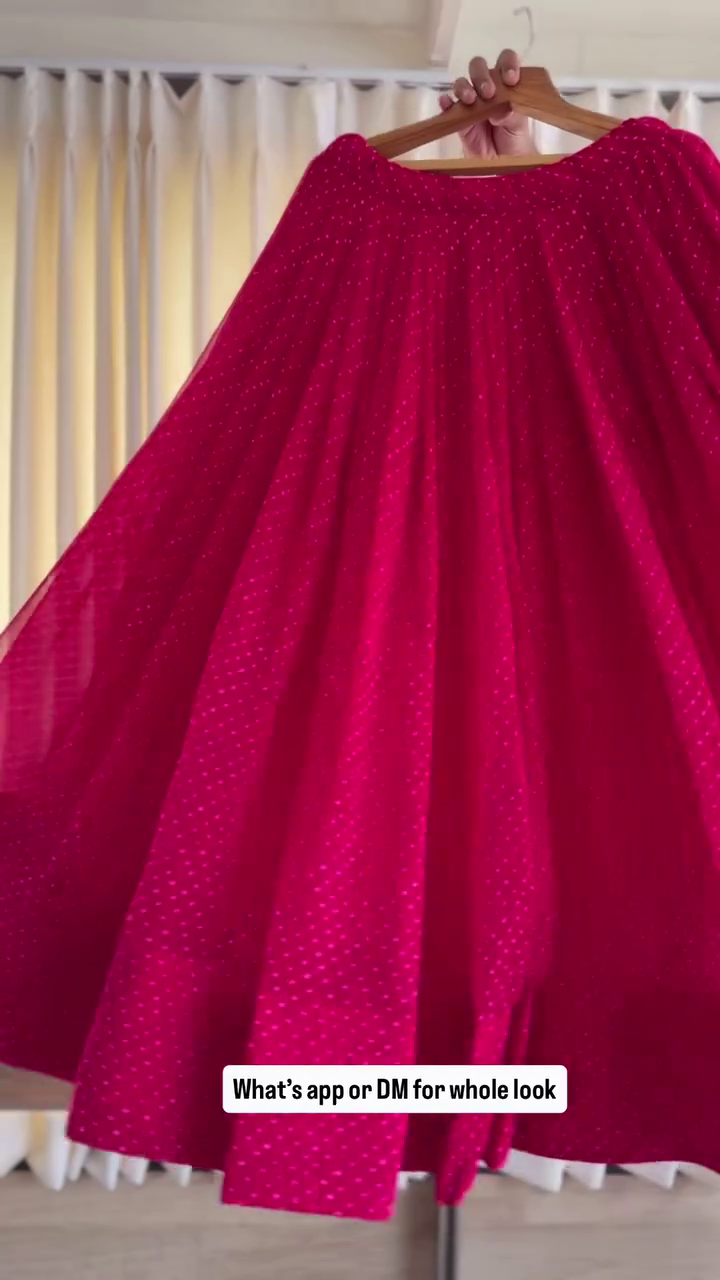 Vibrant Magenta Glittering Net Lehenga Skirt With Sparkling Embellished Hemline 💖✨🥻