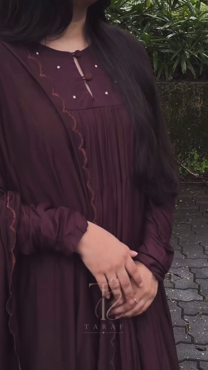 Deep Plum-Purple Long-Sleeve Tiered Gown With Matching Dupatta 🍇💜