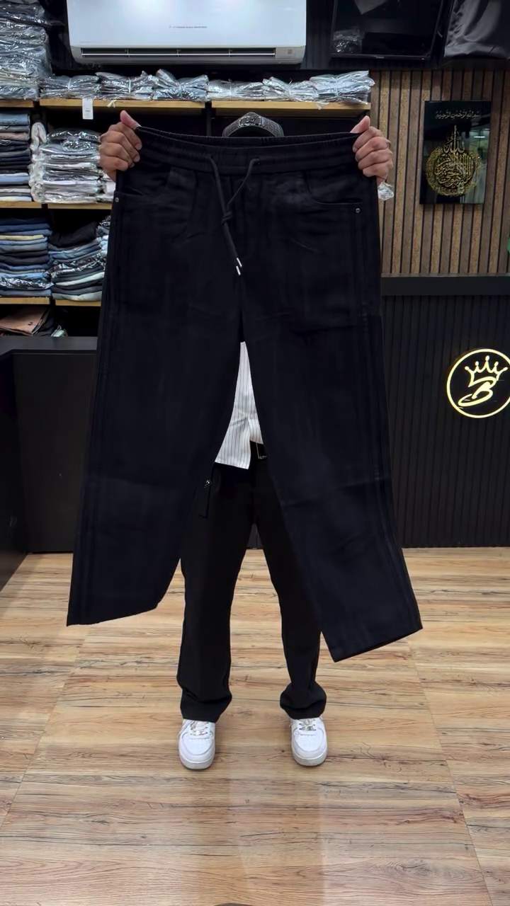 Light Grey-Beige Acid-Washed Wide-Leg Casual Trousers With Elastic Waistband 👖